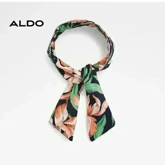 Aldo Women's Green/Navy/Peach Floral with Rhinestone Accents Hair Headband - NEW