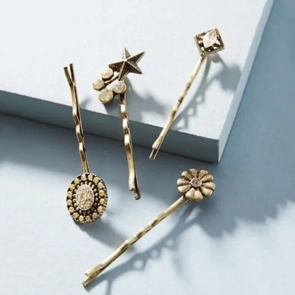 Anthropologie Embellished Bobby Pin Set of 4