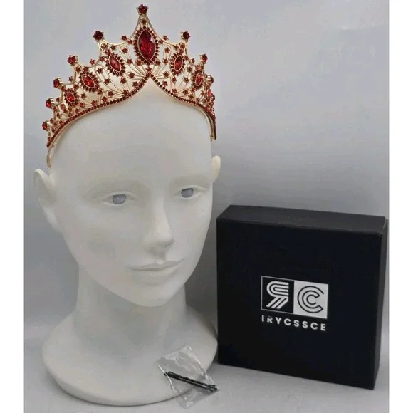 Red Quinceanera Crystal Crown Tiaras Girl Hair Wedding ‎ Party