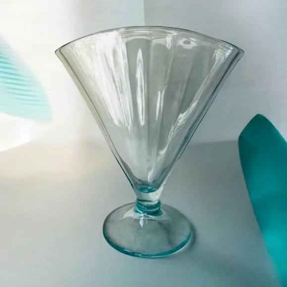 Antique blue glass fan vase