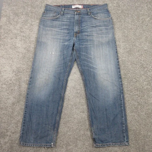Levis Jeans Mens‎ 38x30 Blue Relaxed Straight Faded Whisker Distressed Denim Y2K