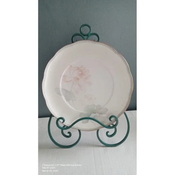 Floral Plate Decorative‎ Display Plate Gold Trim Accent Plate Decor