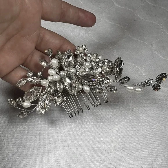 Crystal Hair Pin Wedding Prom Silver‎ Tone Accessory Vintage Rhinestones