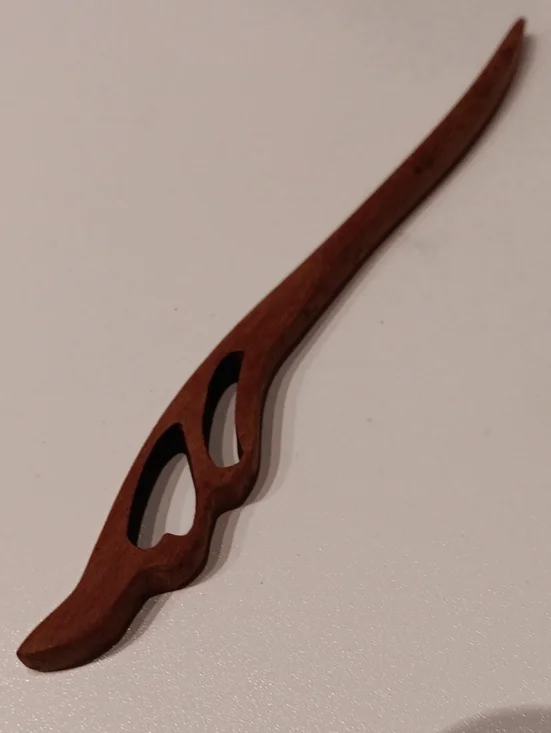 Handcrafted Brown Wooden Hair Stick - Classic Womens Accessory