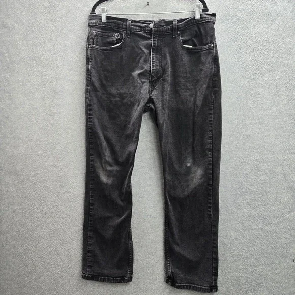 Levi's 505 Men Jeans 38X30 Black Denim Regular Fit 28