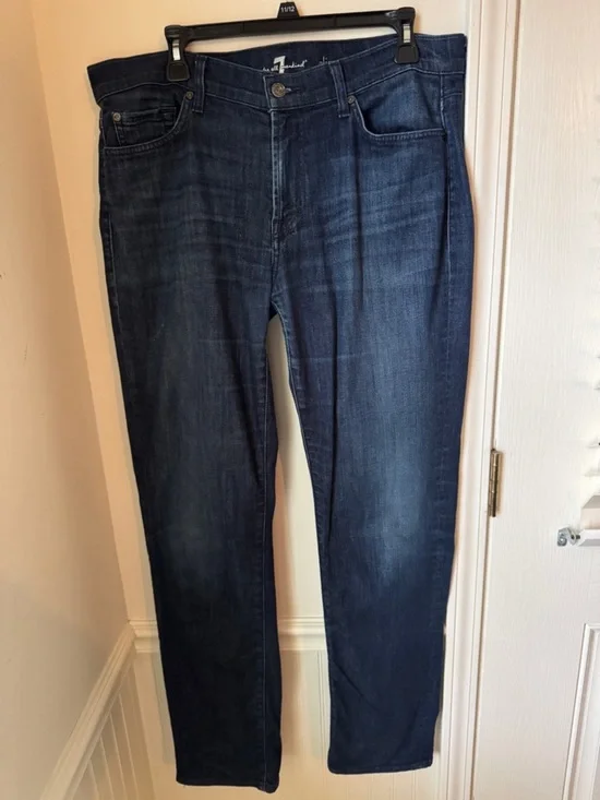 7 For All Mankind‎ Men's Dark Blue Straight Jeans Size 36