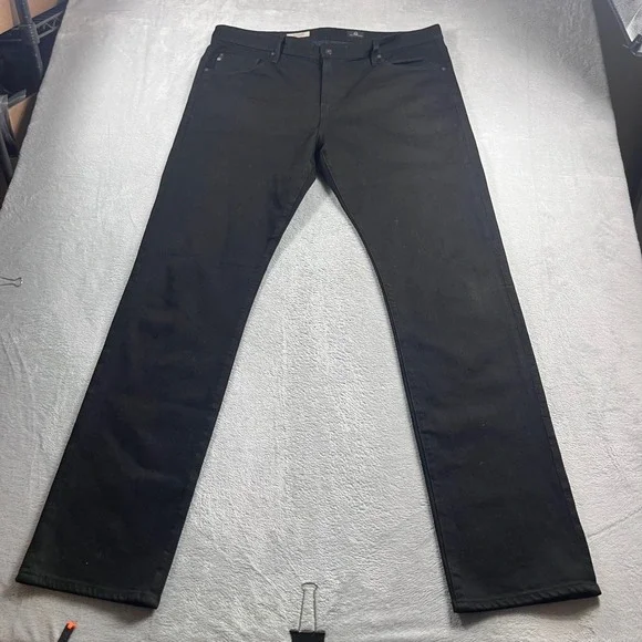 AG Adriano Goldschmied The Graduate Tailored Leg Black Jeans Mens 38x34 USA Made