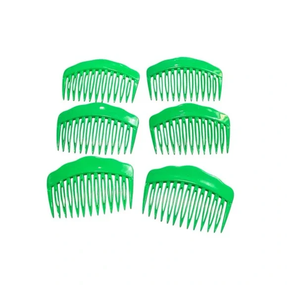 NEW hair‎ accessories plastic comb style set of 6 green