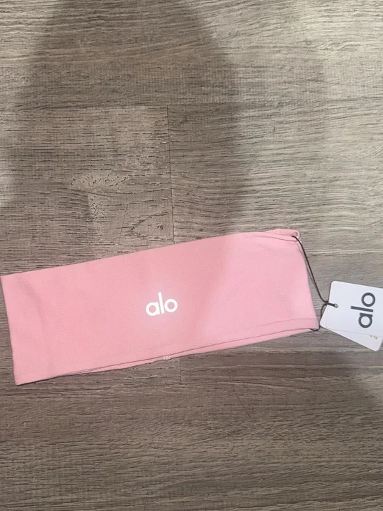ALO Yoga Pink Kids Stretch Headband with Logo