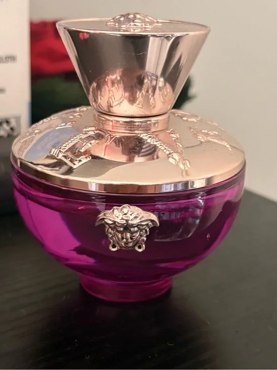 Versace Fuchsia Glass Trinket Jar with Gold-Tone Lid