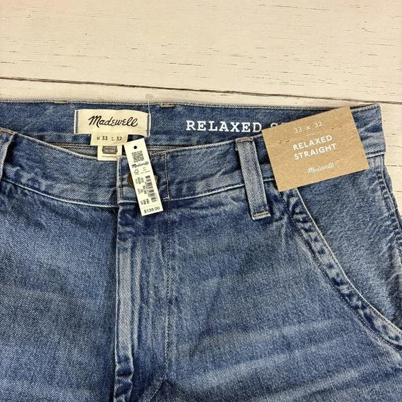 Madewell Relaxed Straight Workwear Carpenter Jeans Mens 33x32 Blue NEW NWT