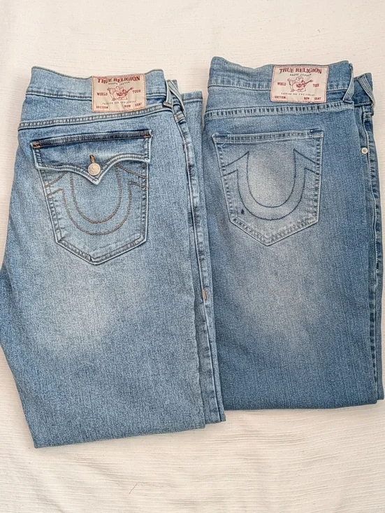 2 Pairs Of True Religion Geno Relaxed Slim Denim Jeans Men Sz 36