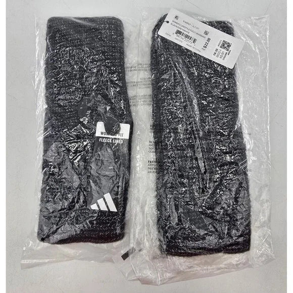 adidas Lifestyle Fuzzy Headband Womens OSFW Black Grey White Fleece Lined - NEW