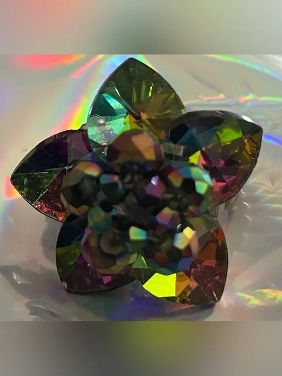 Crystal Floral Statement Brooch - Ring Multi-Color