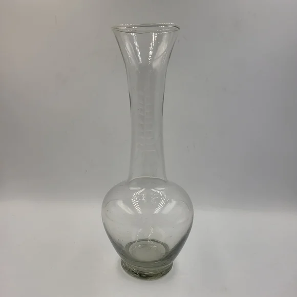 Vintage Etched Clear Floral Vase