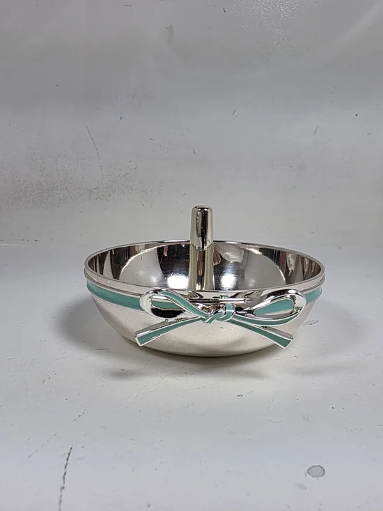 Kate Spade Silver Tone Jewelry Ring Holder with Teal Bow Accent