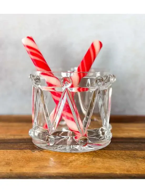 Bohemian Lead Crystal Drummer Boy Drum | Czech Cachepot Vase, Christmas