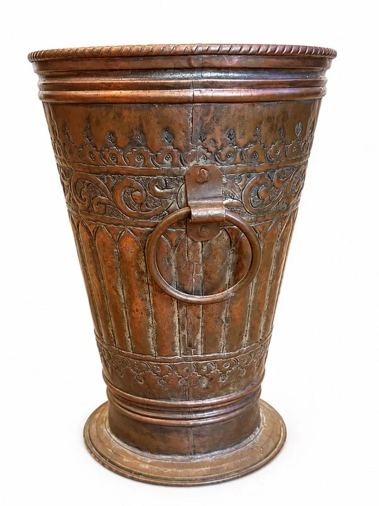 RARE! Gat HEAVY Copper Vintage Mid Century Handcrafted Embossed Decor Vase 7lbs