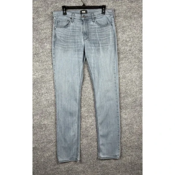 PAIGE Lennox Jeans Mens 33x32 Light Wash Blue Stretch Slim Fit Denim Pants