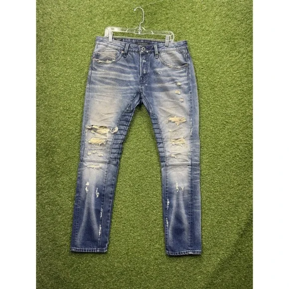 Cult of Individuality Greaser Moto Jeans Mens 34x34 Distressed Denim Rips y2k