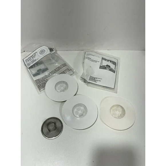 Bath Shower Sink Strainer Guard Lot‎ Of 3 Bathroom White Silicone + 1 Metal