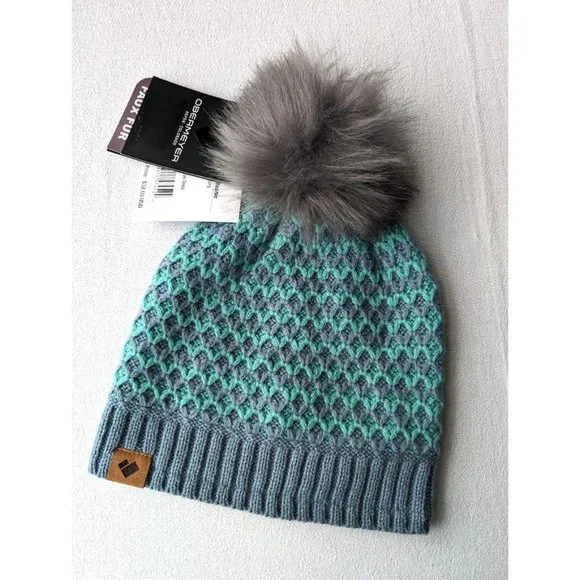 Obermeyer Tucson FF Pom Beanie Girl's One Size Hat In Too‎ Deep Blue Knit NEW