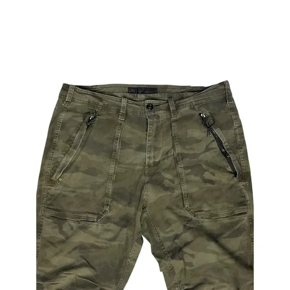 Abercrombie & Fitch Mens Camo Cargo Pants Green Camouflage Ankle Zip‎ 32x30