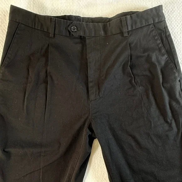Suitsupply Chino Mens 36x32 Wide Leg Tapered Firenze Cotton Stretch Black NEW