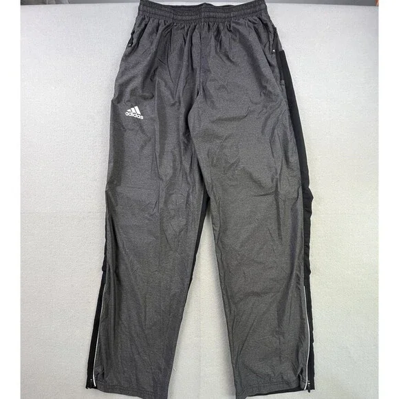 Adidas Windbreaker Track Pants Mens Large Gray Ankle Zip Reflective Athletic