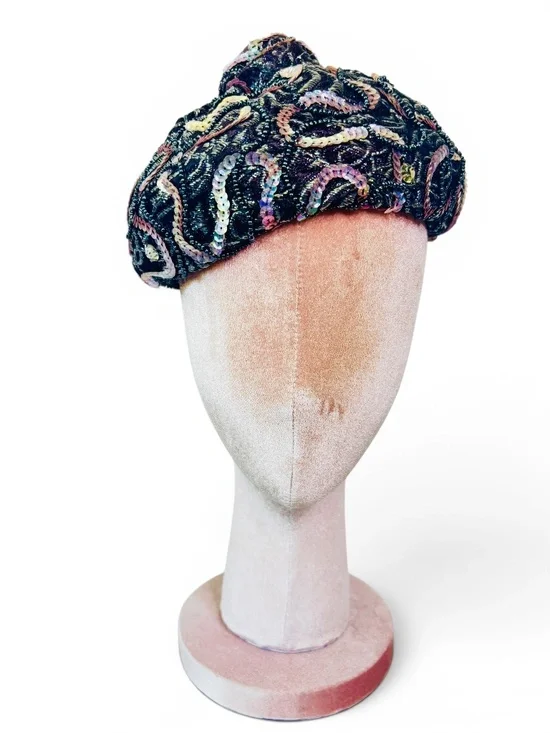 Vintage 1950's Frances & Walter Nelkin‎ Iridescent Sequin Hat