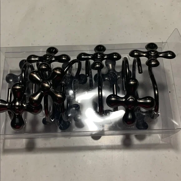 Water Tap Shower curtain hooks 12 pack Hot & Cold Metal hooks NEW Unique & Rare