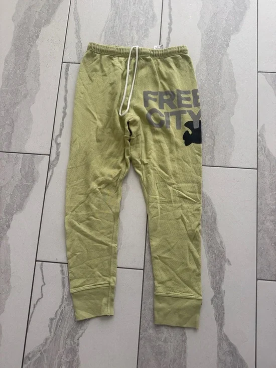 freecity Light Olive Green Crop Logo Sweatpants