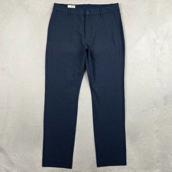 New FootJoy Tour Fit Pant Men 34x32 Navy Blue MicroPrint Cross Stretch Golf