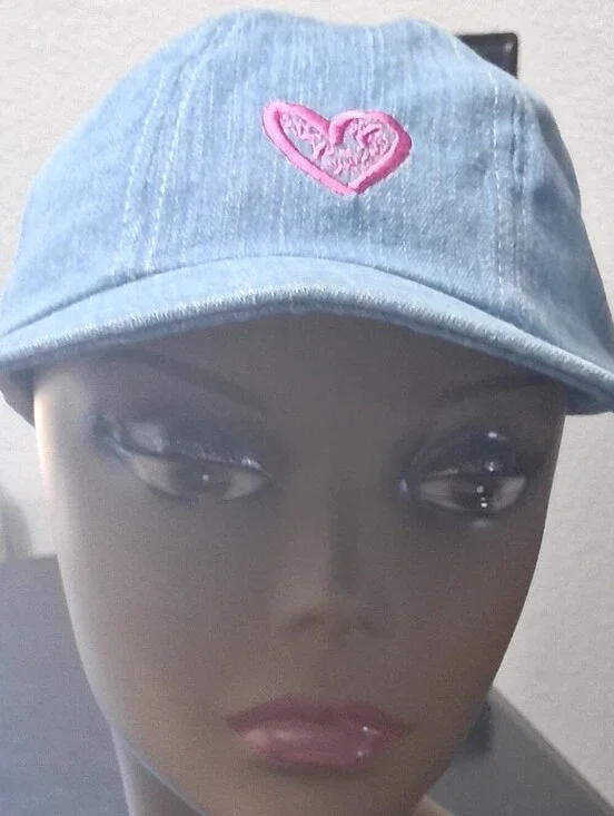 Denim Women's Baseball Cap With Pink Detail        Size L