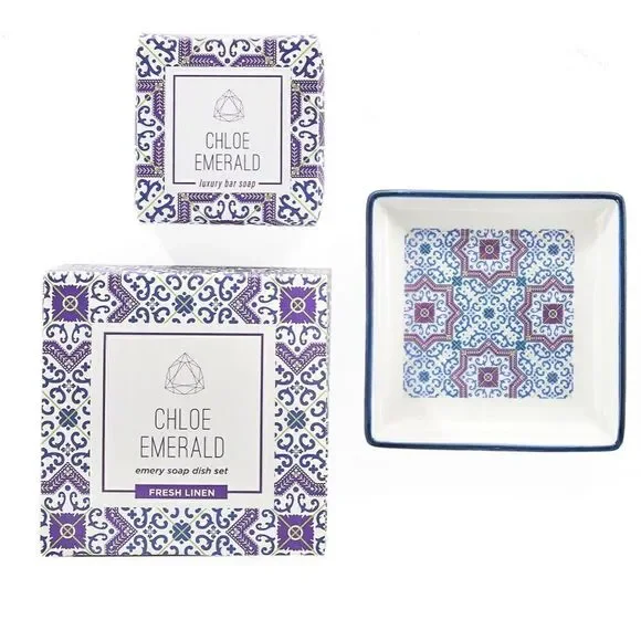 Chloe Emerald Emery Soap Dish Set • NIB