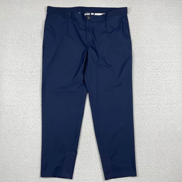 Puma Golf Pants Mens 40x32 (Fit‎ 40x29) Navy Elastic Waist Performance Trousers