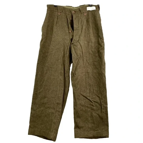 Vintage‎ Belgian Army Pants Men's 30x26* Wool Military Surplus Field Trousers