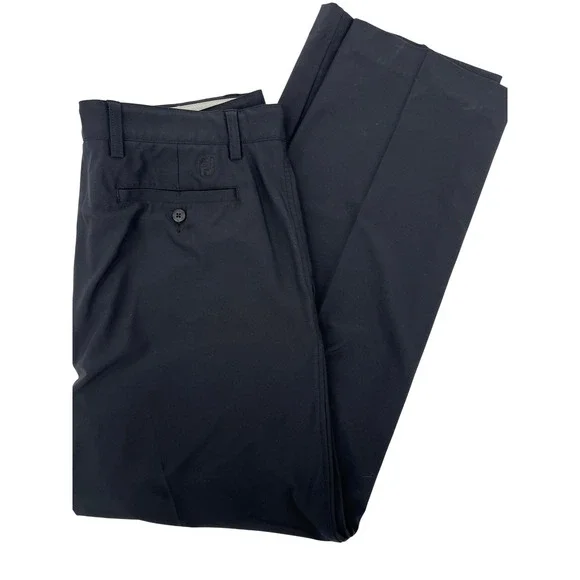 FootJoy Mens Performance Golf Pants Black Stretch Straight Leg W36 L32‎ FJ Logo