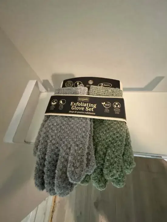 Ecoganic Exfoliating Glove Set 2 Pairs Grey and Green