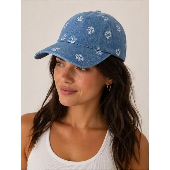 J. Crew Blue Floral Baseball Cap