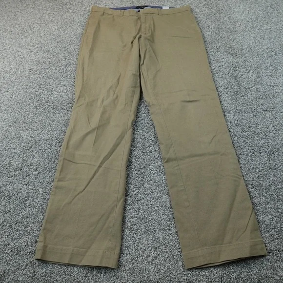 Banana Republic Pants Mens 36X34 Beige Brown Chino Trouser Flat Front Stretch