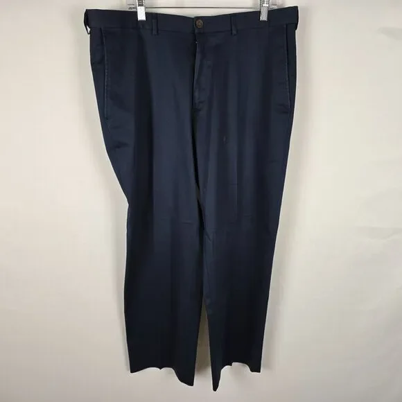 Haggar Kahki Pants Men's 38 x 29 Dark Blue Classic Fit Premium No Iron