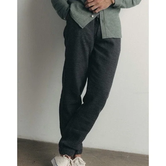 Taylor Stitch Apres Pants Mens M Birdseye Organic Cotton Jogger Black Gray