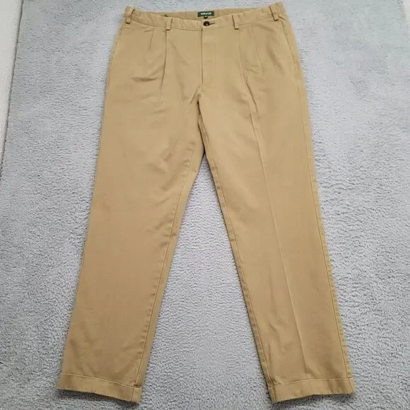 Orvis Pants‎ Mens 40 Brown Pleated Chino Outdoors Casual Pockets Khaki Mid Rise