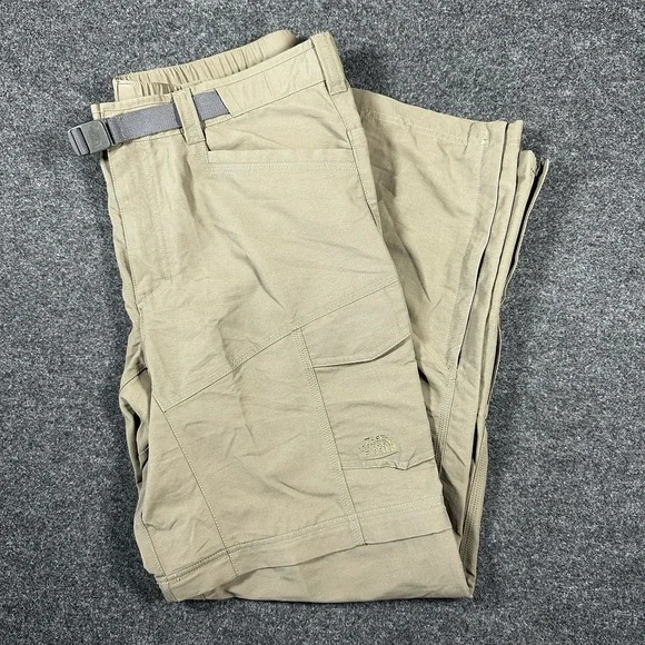 The North Face Mens Convertible Cargo Pants‎ Khaki Tan Zip Off Hiking Size Large