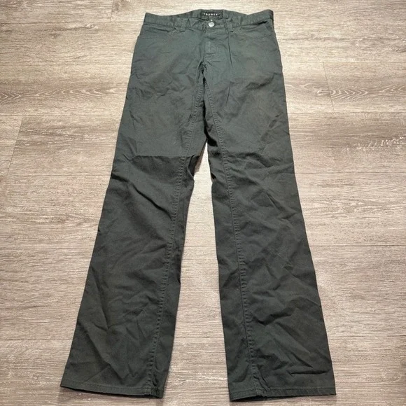 Theory Pants Mens 30 Gray Cotton Quiet Luxury Chino Trousers 30x31 Slim Straight