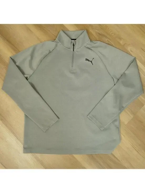 Puma Light Gray Quarter Zip Pullover Sweatshirt - Athletic, activewear, casual‎