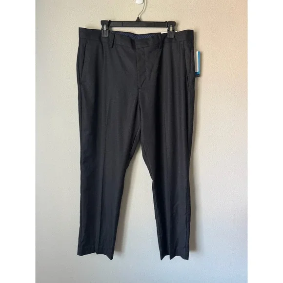 Perry‎ Ellis Portfolio Mens Slim Fit Dress Pants Black 36x30 Performance Stretch