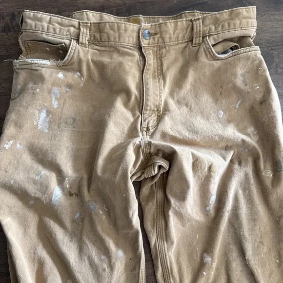 Carhartt 102517-918 Relaxed Fit Work Pants Tan‎ Canvas 38 X 30 Grunge Distressed