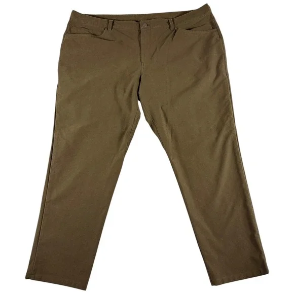 Lululemon Commission Pants Mens 46 Brown Stretch Straight Premium Workwear